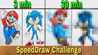 Drawing MARIO vs SONIC in 30 sec, 3 min, 30 min | The Super Mario Galaxy VS Sonic the hedgehog movie Drawing MARIO vs SONIC in 30 sec, 3 min, 30 min | The Super Mario Galaxy VS Sonic the hedgehog movie