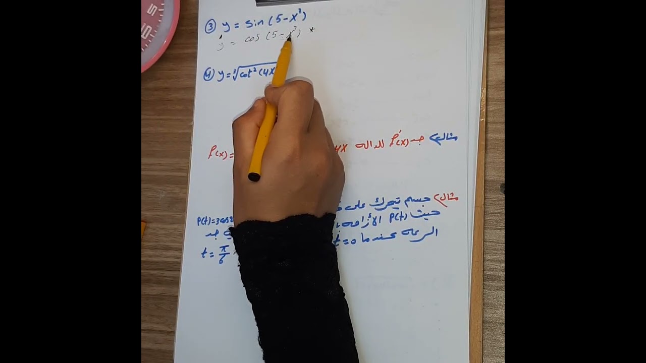 مشتقة الدوال الدائريه الفصل السادس رياضيات الخامس علمي  