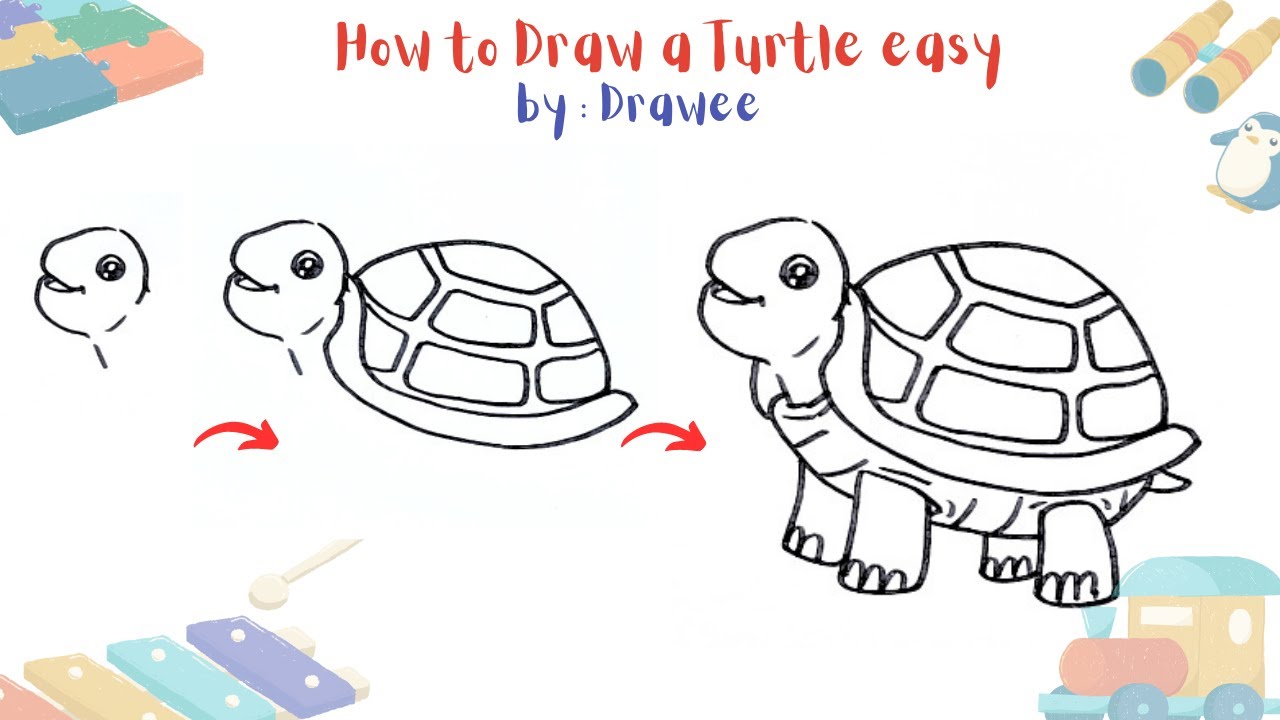 How to draw a Turtle easy - YouTube