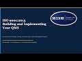 ISO 9001 Building Your QMS (Intermediate) Welcome Introduction