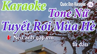 Karaoke Tuyết Rơi Mùa Hè | Bossa Nova | Tone Nữ (Bm) | Quốc Dân Karaoke