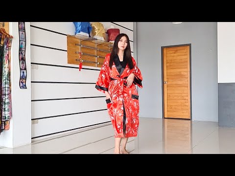 Damen Satin Wende-Kimono