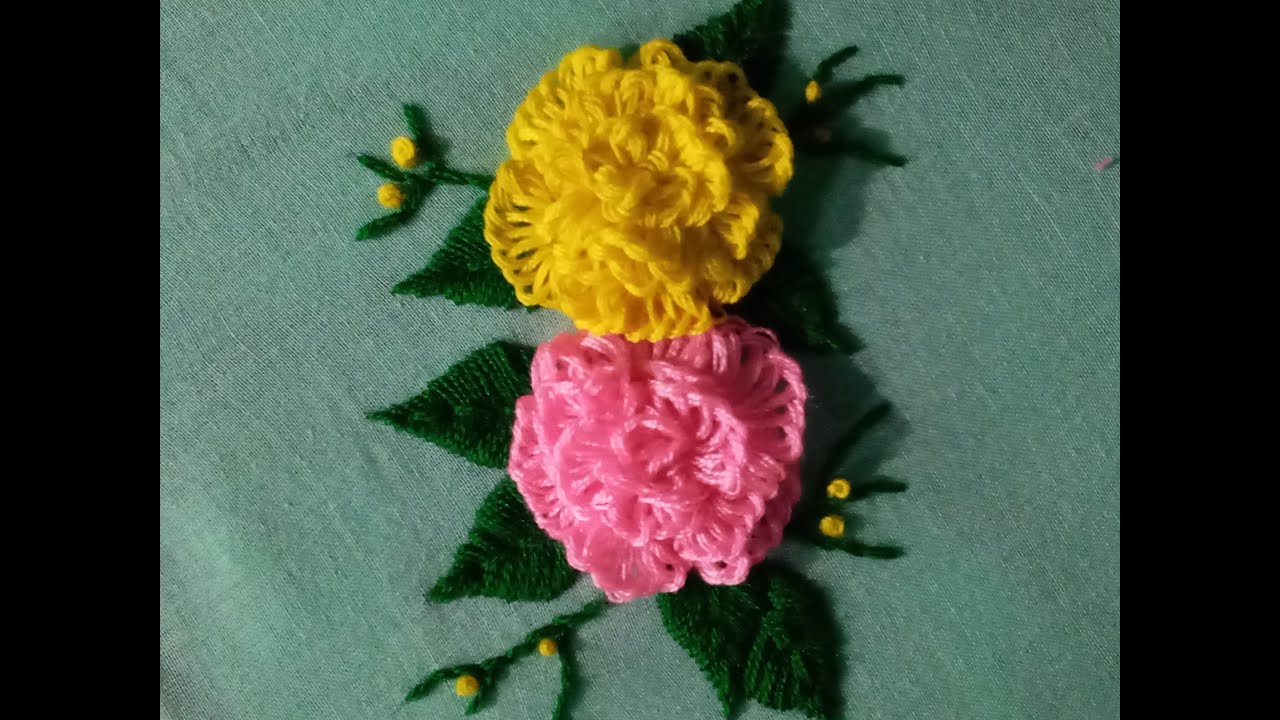 Hand Embroidery Rose Flower Design|| Easy and beautiful flower hand ...