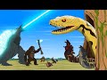 Rescue all family godzilla  kong godzilla earth from evolution of giant python  funny cartoon