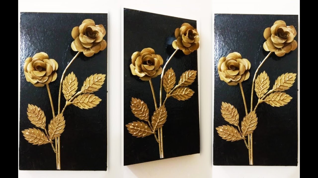 Download How To Make Paper Flower Wall Hanging Paper Craft Easy Roses 3d Box In Frame Youtube