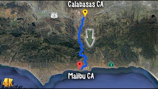 Scenic drive Las virgenes Rd. From Calabasas to Malibu CA in 4K