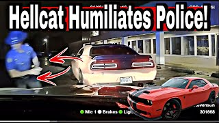 Watch Dodge Challenger Hellcat Outruns Police In The Rain - Embarrassing The Police! Crazy Chase!