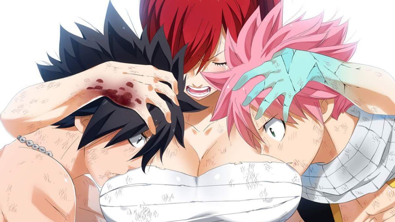 natsu and gray power down thanks to the power of boobs, i mean erza and fam...