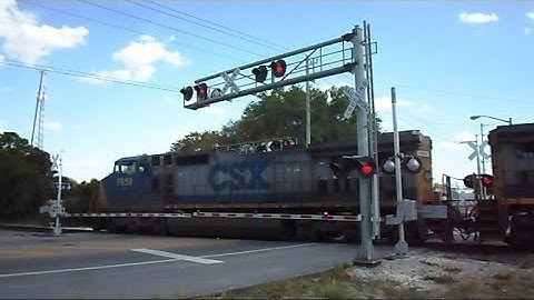 Amtrak Train & CSX Freight Train Through New Quad Gate Crossing