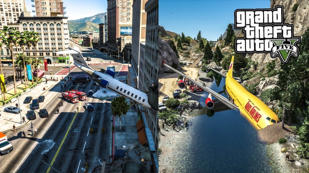 อุบัติเหตุเครื่องบินตกที่น่ากลัวที่สุดในโลก V.6 (Plane Crash GTA V Mod)