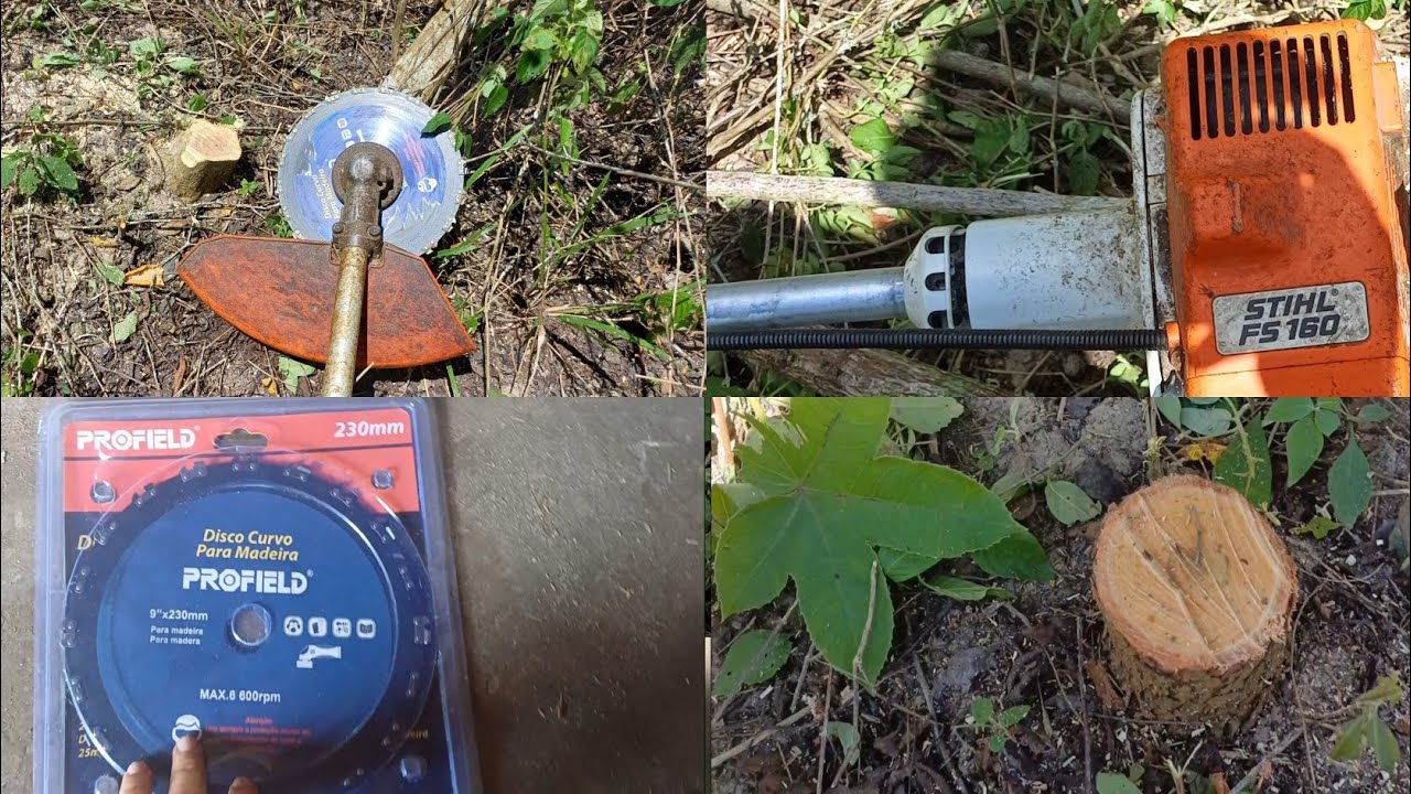 testando disco com dente de motosserra na roçadeira stihl + fazendo anel adaptador