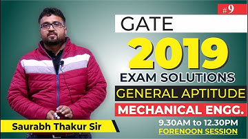 Part 9 | GENERAL APTITUDE Questions & Solution | GATE 2019 | MECHANICAL ENGINEERING