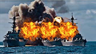 SHOCKING THE WORLD, Russian Yak 141 Blows Up US Aircraft Carrier Loading 500 Ammunition Trucks for