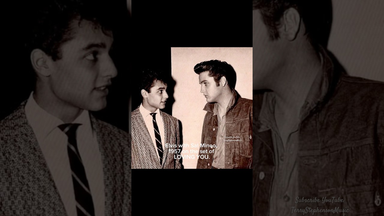 Elvis with Sal Mineo, 1957 on the set of LOVING YOU.