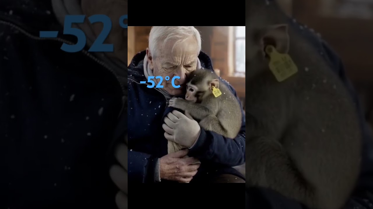 ❄️At -52°C… An Old Man Found a Freezing Baby Monkey