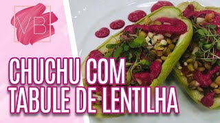 Chuchu recheado com tabule de lentilha e pesto de beterraba - Você Bonita (23/07/20)