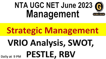 VRIO Analysis , SWOT, PESTLE & RBV | NTA UGC NET June 2023 | Management | Unit 6|