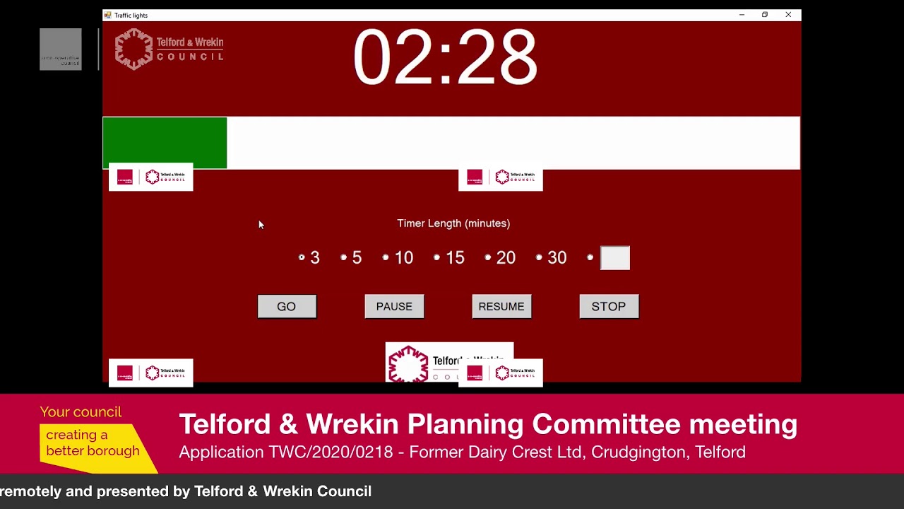 Telford & Wrekin Council Planning Committee meeting Wednesday 20 May