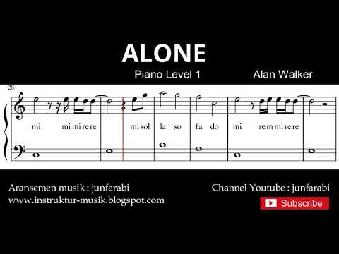 Melodi Lagu Alone - Not Balok Tutorial Piano Tingkat 3 - Not Lagu Alan Walker - Instrumen