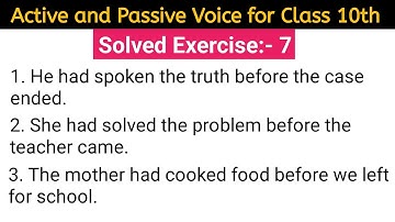 Active and Passive Voice solved exercise from English excellent grammar guide class 10th exercise 7