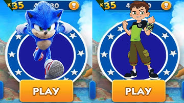 Sonic Dash vs Ben 10 Up to Speed - Movie Sonic vs All Bosses Eggman Zazz All 70 Characters Unlocked