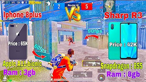 AQUOS SHARP R3 VS IPHONE 8PLUS TDM 1VS1 PUBG TEST IN 2022 90fps VS 60fps WHOES BETTER PUBG MOBILE