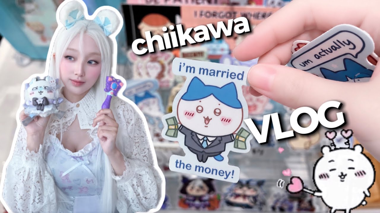 ⋆˚꩜｡ Chiikawa and Hachiware Birthday Vlog || Momonga Cosplay, Cafe, Kinokuniya, artist alley