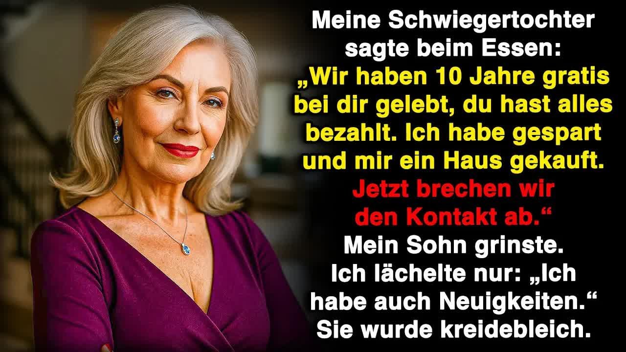 An jenem Sonntagabend, an meinem eigenen Esstisch, sagte meine Schwiegertochter mit einem triumphierenden Lächeln: „Danke für die zehn Jahre mietfreies Wohnen. Wir ziehen aus und lassen dich hier...