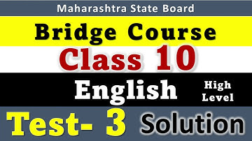 10th Bridge Course Class 10th English Test 3 Medium High Level HL Setu Abhyaskram 2021 Test 1 2 3