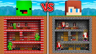 JJ and Mikey : TNT vs BEDROCK Underground Family Base Battle - Maizen in Minecraft ! (Maizen)