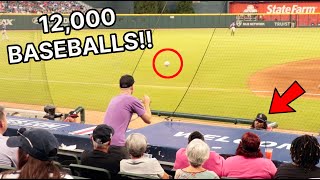 Catching my 12,000th baseball at Truist Park in Atlanta!