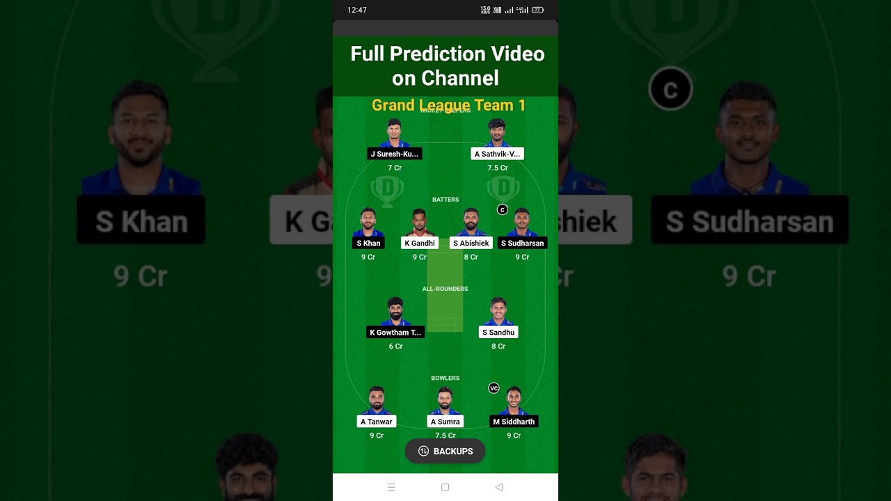 SS Vs LKK Dream11 Grand League Team 