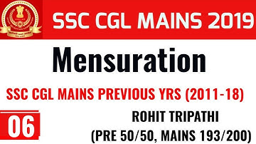 Mensuration Questions asked in SSC CGL Mains (2011-18)  by Rohit Tripathi | Part-6