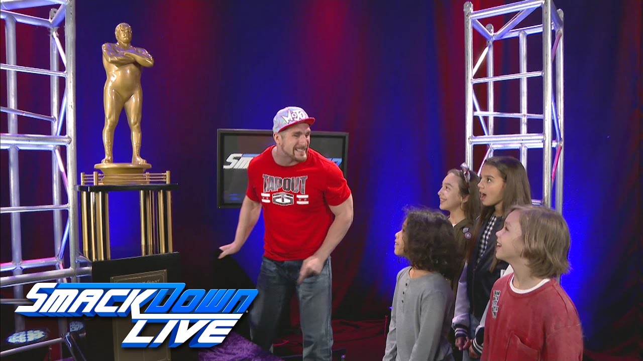 Mojo Rawley shows reverence for the Andre the Giant Memorial Battle Royal Trophy: SmackDown LIVE,..