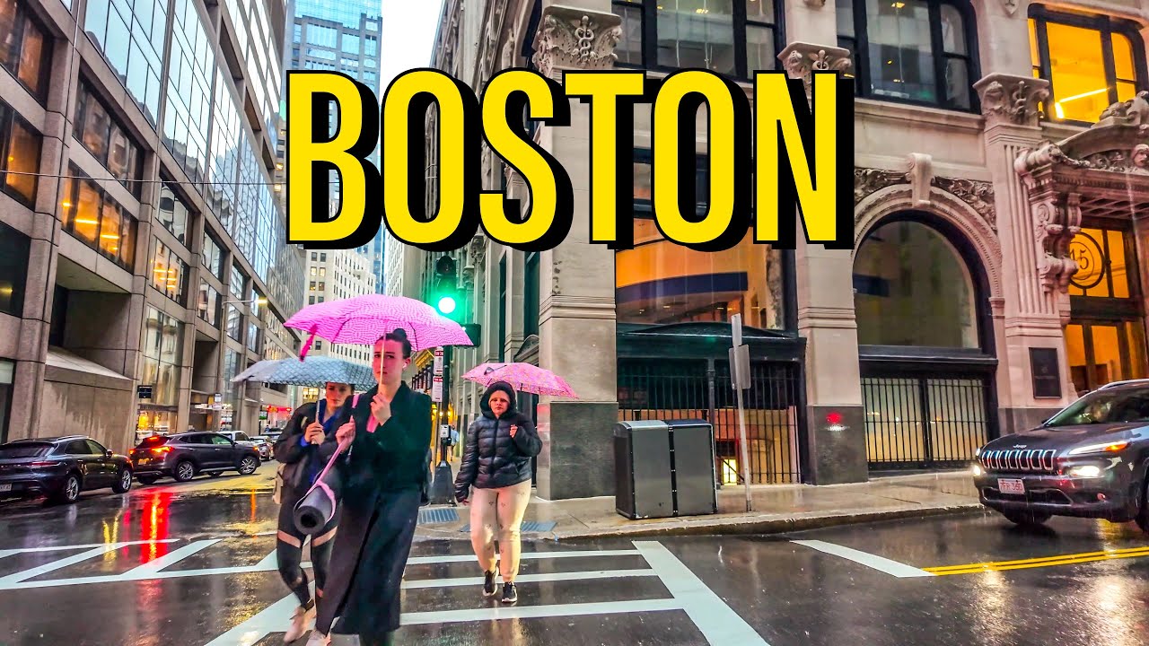 Stormy Evening Walk Through Boston Downtown: Urban Adventure in the ...