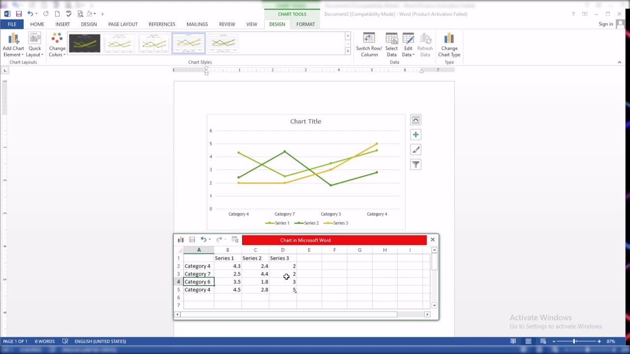 How To Insert Charts and Modify chart data MS Word 2013 Tutorials No 34 ...