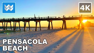 [4K] Pensacola Beach, Florida USA  Sunset Walking Tour Vlog & Vacation Travel Guide  Binaural