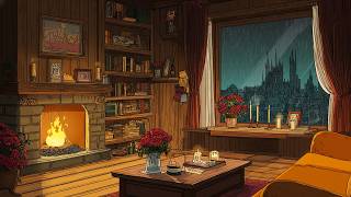 Soft Rain with Cozy Firelight 🌧️ | Soothing Night Sounds for Deep Sleep and Calm screenshot 2