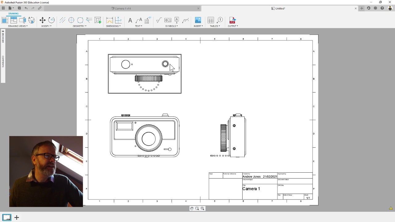 What is meant by sketch with dimensions 15, 3D profile 5? Also how do I add  the center marks to the circles? : r/Fusion360