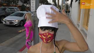 Bai Ling stops Beverly Hills traffic with fancy Chef hat.