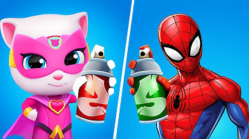 Talking Tom Cat vs Spider-man Subway Surf, Talking Tom Hero Dash Gameplay, Mijn Talking Tom Vrienden