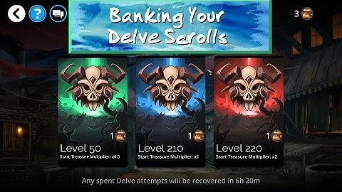 Gems of War Tiny Tutorial: How to Bank Your Delve Scrolls