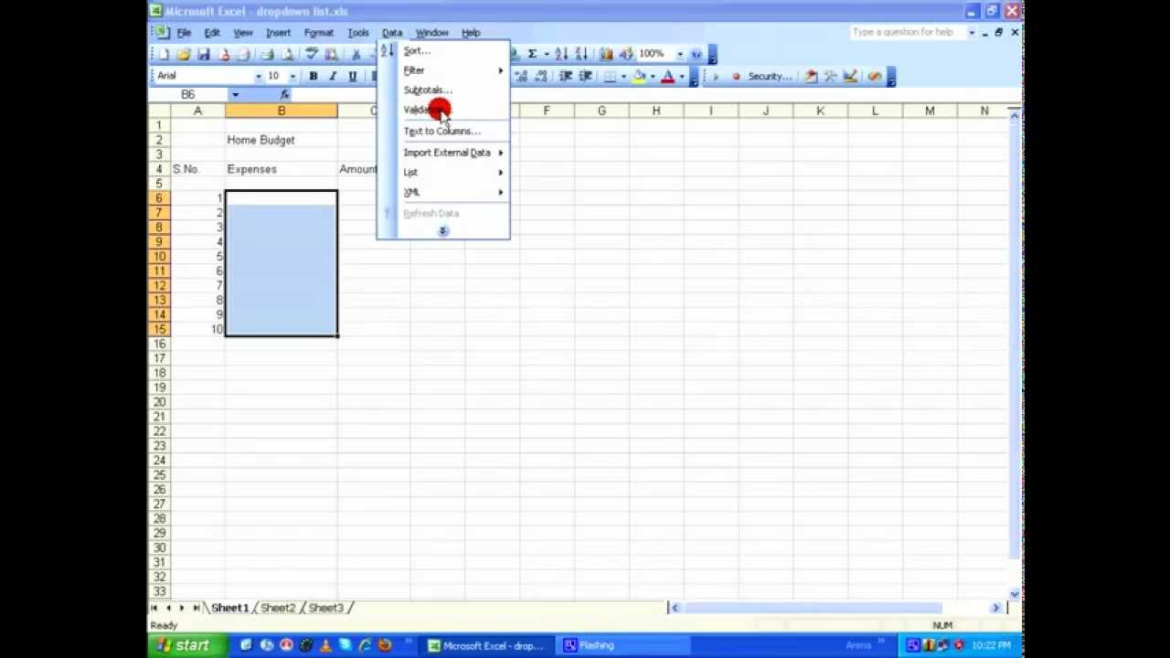 Ms Excel Tutorial How To Create Drop Down List Hd Excel Tutorials Excel Tutorial
