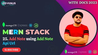 Add Note using Add Note Api Url | Mern Stack Tutorial in Hindi 2023 #25