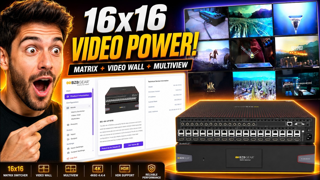 The Most Powerful 4K 16x16 HDMI Matrix Switcher - BG-4K-VP1616