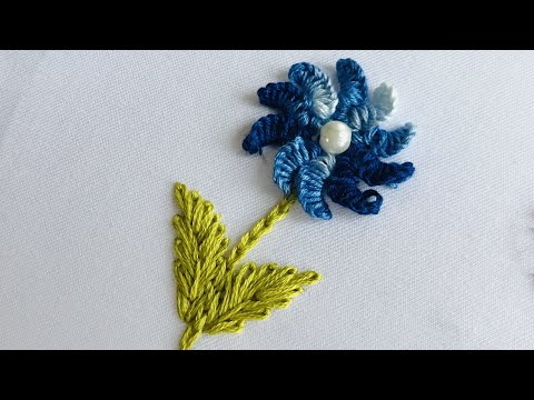 Hand Embroidery: Small Castons Flowers Embroidery - Embroidery For Beginners - Needle Work