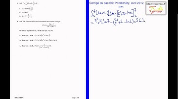 Corrigé Bac ES maths Pondichéry avril 2012: exercice 1