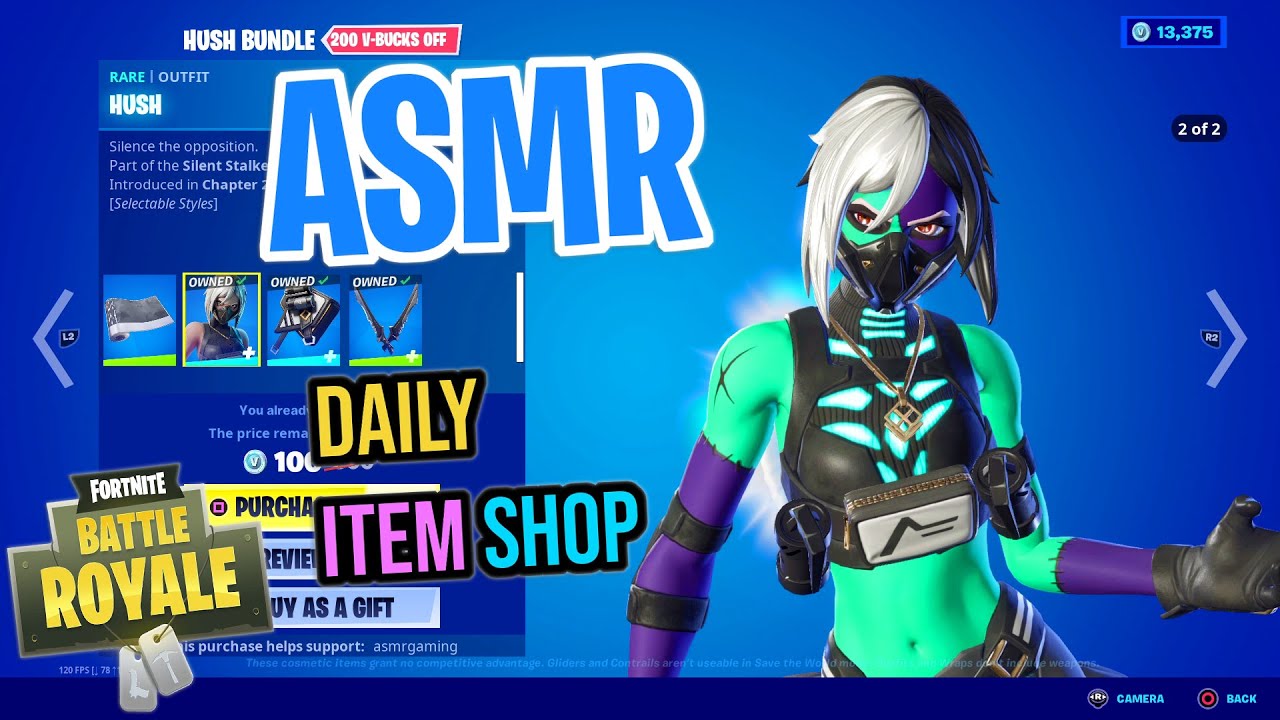 ASMR Fortnite NEW Haunted Hush Skin Style! Daily Item Shop 🎮🎧 Relaxing Whispering 😴💤