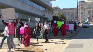 Protesters gather in front of State Capitol to rally against new Arkansas abortion ban bill