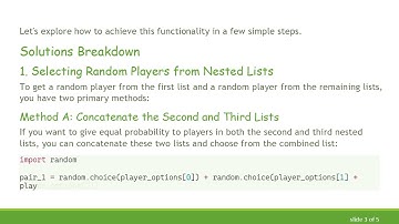 How to Get a Random Choice from Nested Lists in Python